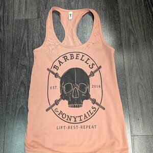 Barbells And Ponytails Racerback "Skulls" Tank Top Sz XS